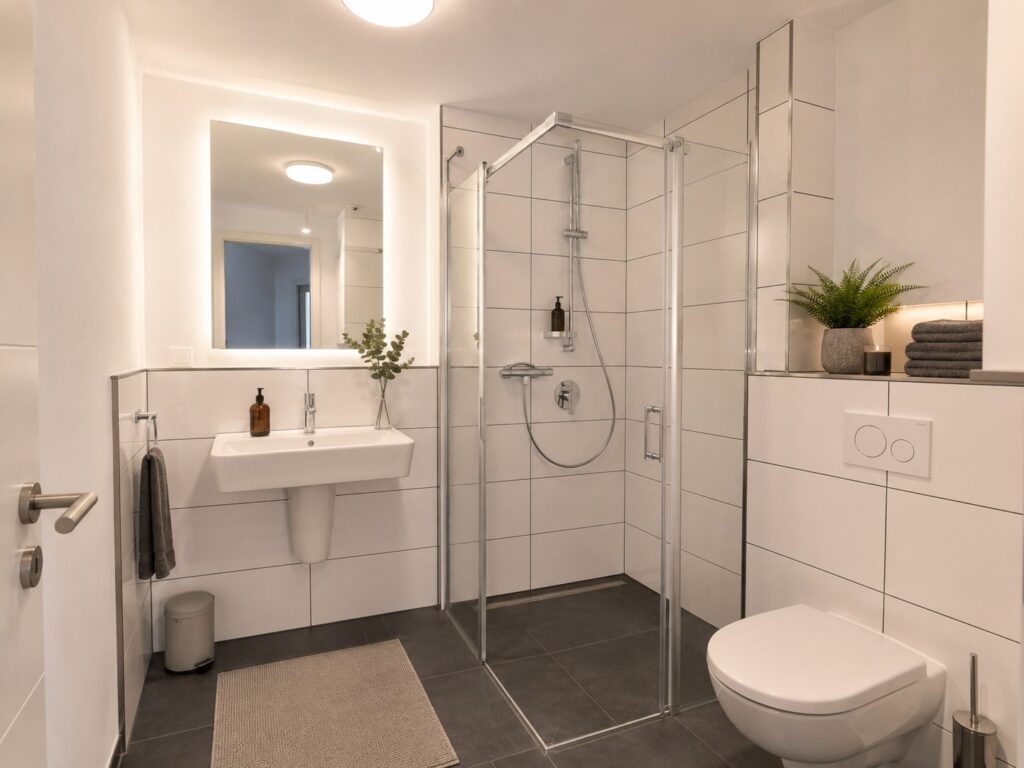 Visualisierung Badezimmer im Wohnpark Apen, unverbindliche Darstellung